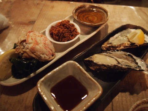 魚真、せいこ蟹と生牡蠣
